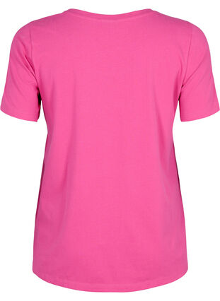 Ensfarget basis T-skjorte i bomull, Raspberry Rose, Packshot image number 1