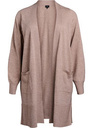 Lang strikket cardigan med lommer, Fossil w. TNT Mel. 