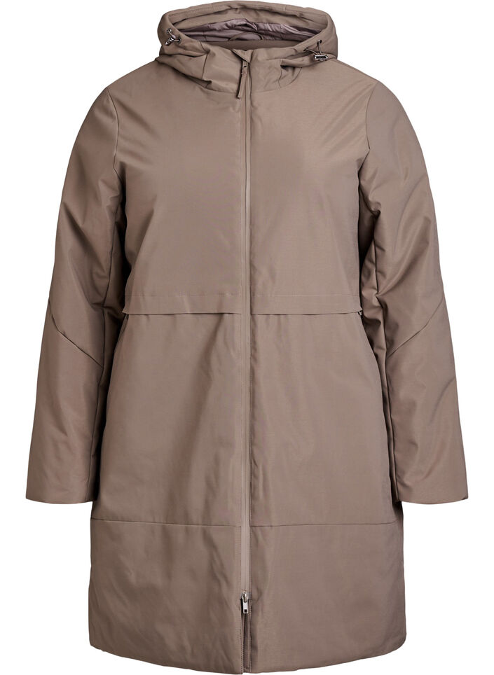 Vinterjakke med justerbar midje, Brun, Packshot image number 0