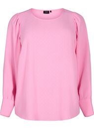 Langermet bluse med tekstur, Rosebloom