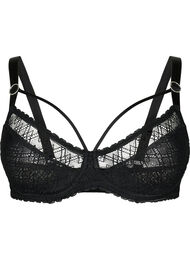 Balconette med blonder og stringdetaljer, Black