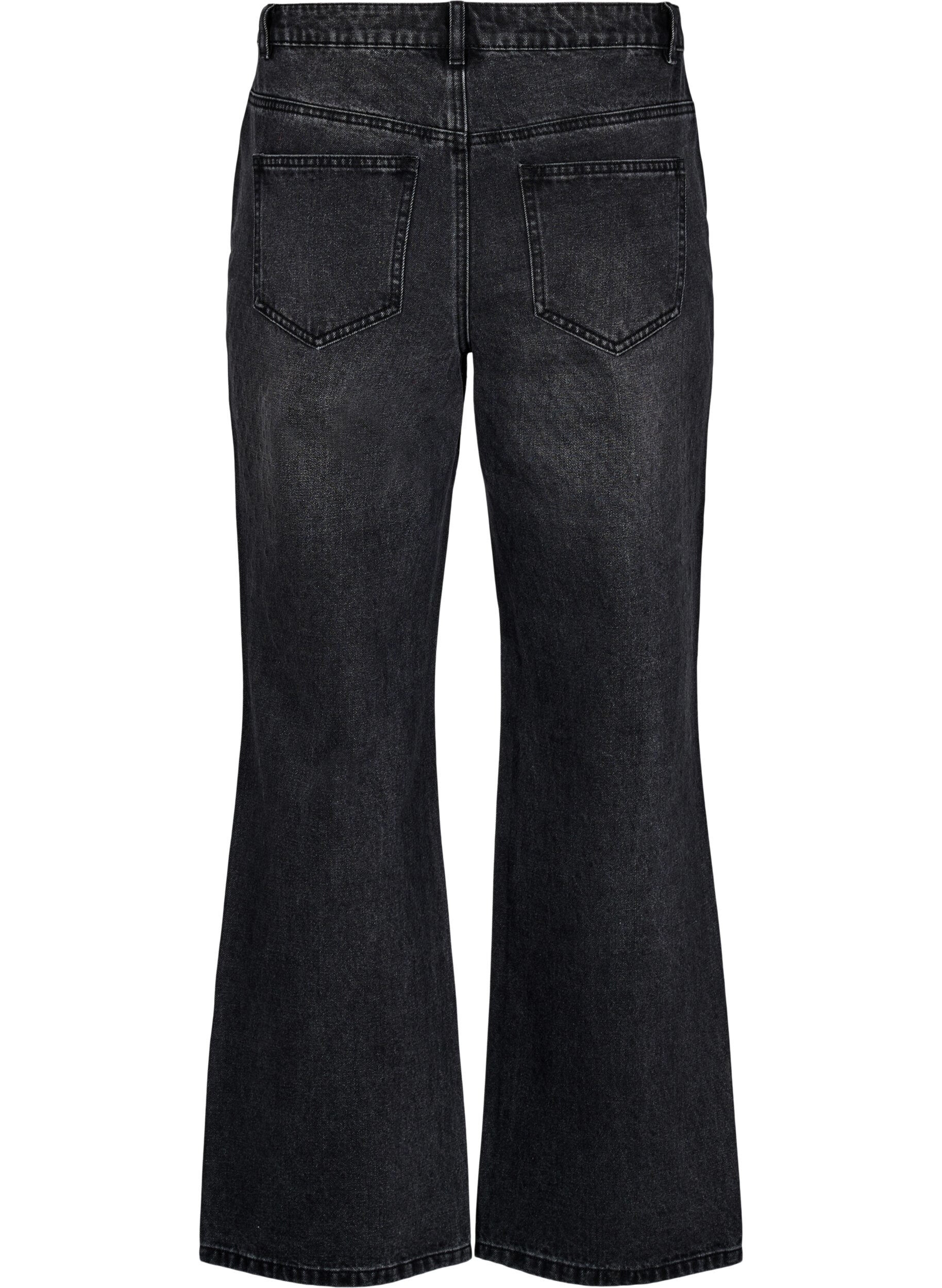 Zizzi Straight fit jeans med rhinesteiner og h&oslash;y midje, Gr&aring;, Packshot image number 1