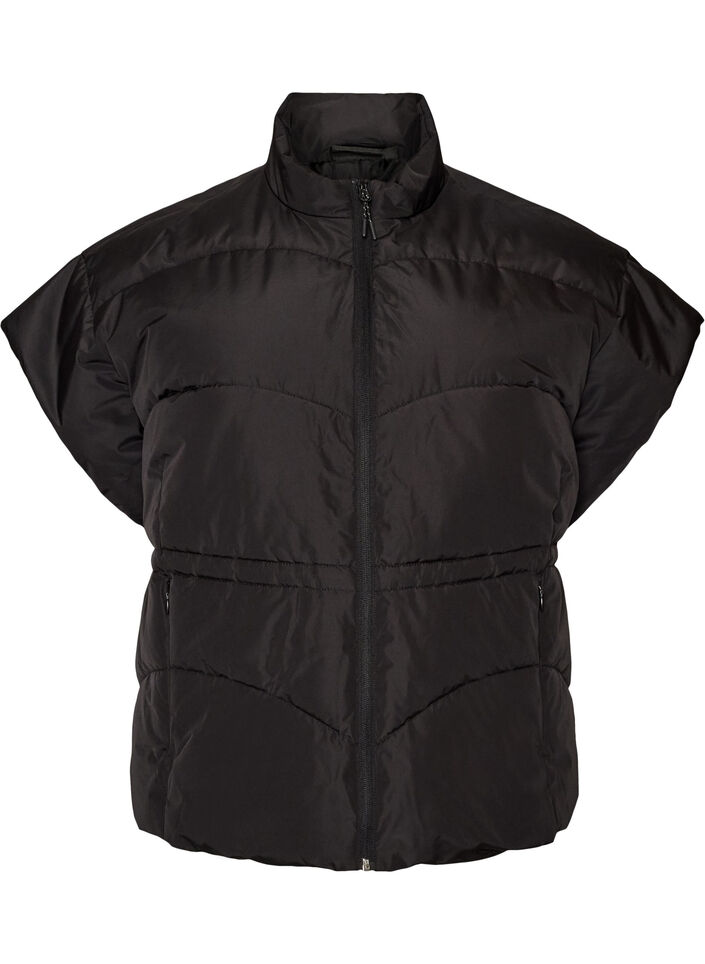 Puffer vest med justerbar midje, Svart, Packshot image number 0