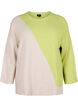Strikket bluse med rund hals og colorblock, Tender Shoots Comb, Packshot image number 0