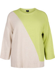 Strikket bluse med rund hals og colorblock, Tender Shoots Comb