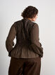 Rutete bluse med smocking og peplum, Brun, Model image number 2