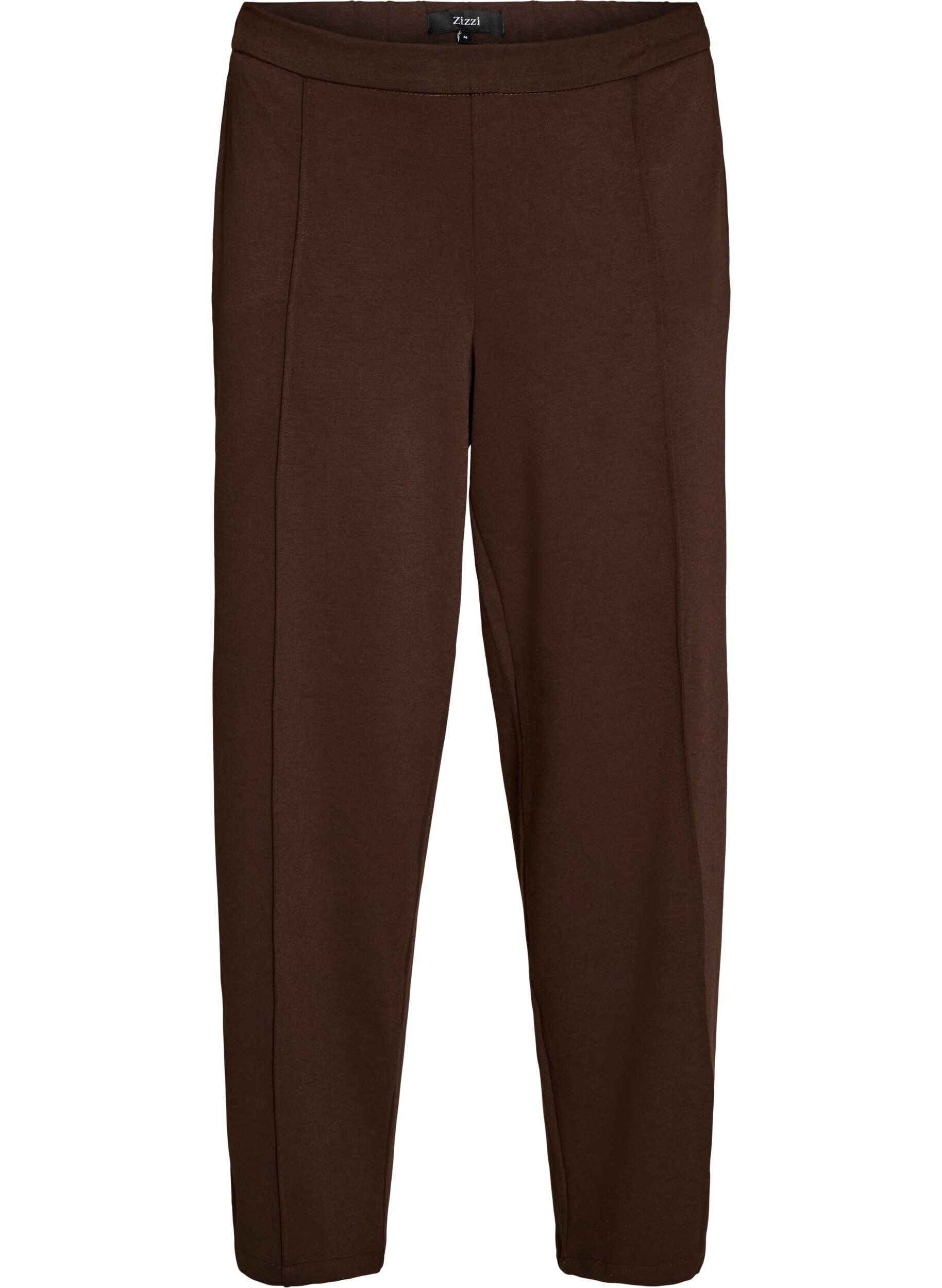ZizziLoose fit jerseybukser med h&oslash;y midje, Brun, Packshot image number 0