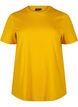 Basic T-skjorte i bomull med rund hals, Gul, Packshot image number 0