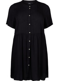 A-linjeformet kjole i viskose med korte ermer, Black