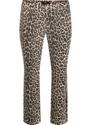 Zizzi Emily jeans med leopardtrykk, Brun, Packshot image number 0