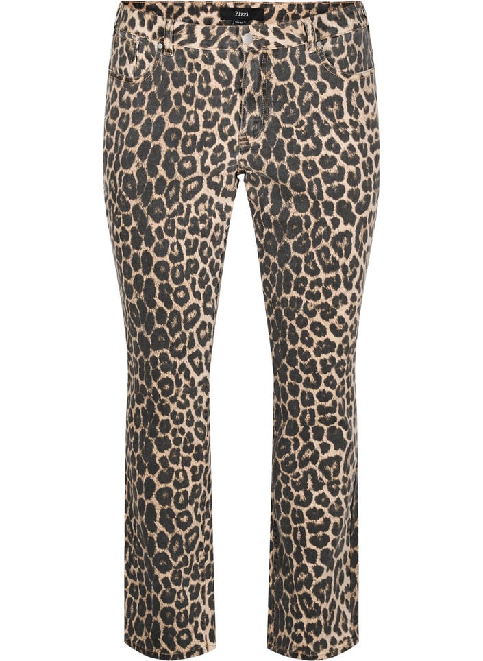 Emily jeans med leopardtrykk, Brun, Packshot image number 0