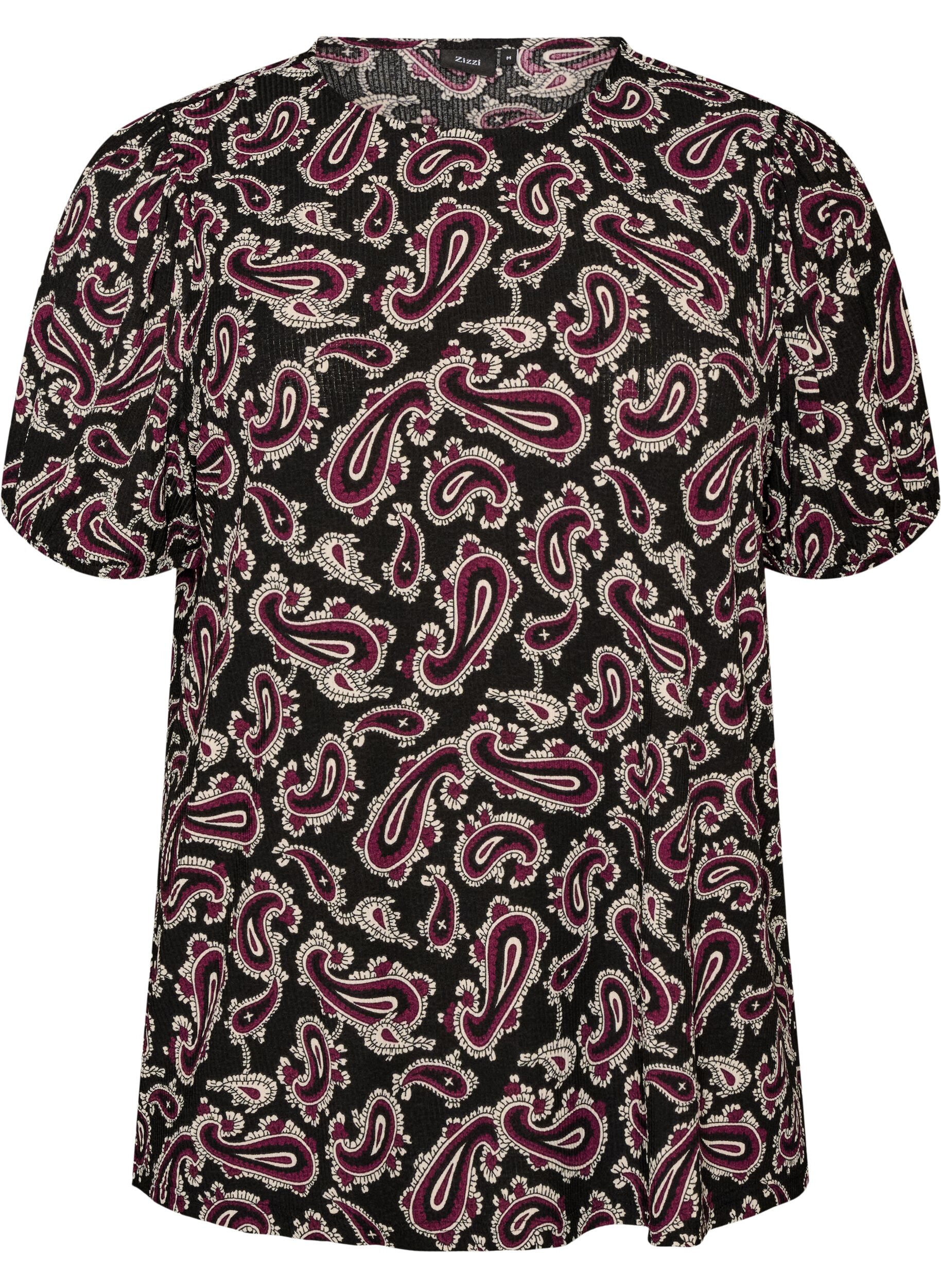 Bluse med lange ermer og paisleym&oslash;nster