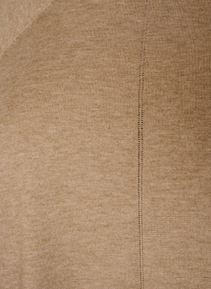Strikket bluse med rund hals og strikket m&oslash;nster, Beige, Packshot image number 2