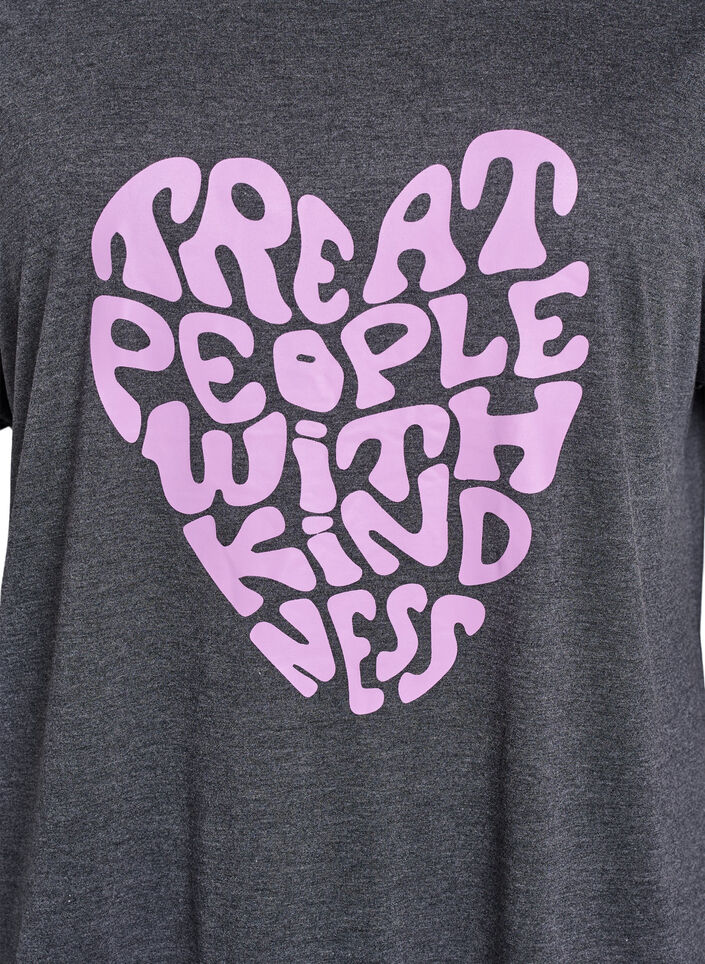 Nattkjole med korte ermer og tekstprint, Svart, Packshot image number 2