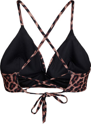 Zizzi Blomstret bikinioverdel med knyting på ryggen, Brun, Packshot image number 1
