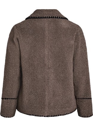 Zizzi Teddyjakke med kontrastdetaljer, Brun, Packshot image number 1
