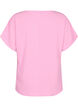 Bluse med korte ermer og rund hals, Rosa, Packshot image number 1