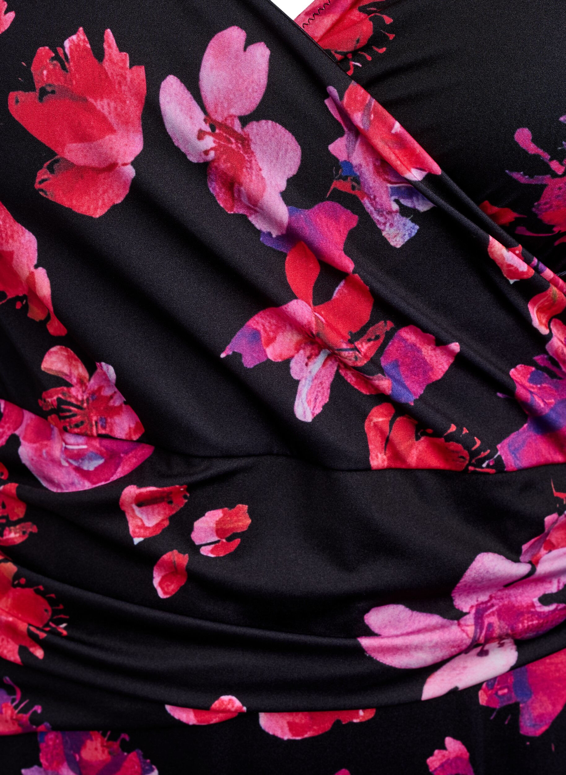 Zizzi Badedrakt med drapering og omslagseffekt, Svart, Packshot image number 2