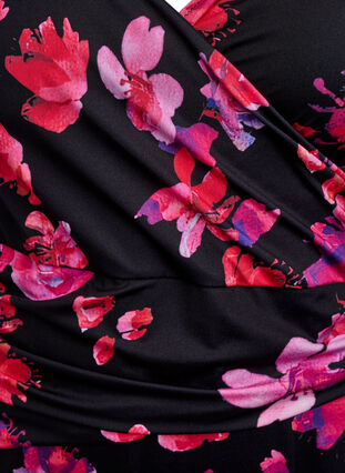 Zizzi Badedrakt med drapering og omslagseffekt, Svart, Packshot image number 2