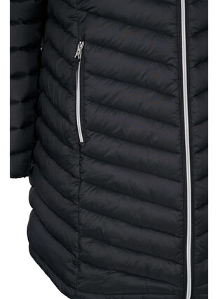 Zizzi Lett jakke med lommer og avtakbar hette, Svart, Packshot image number 3