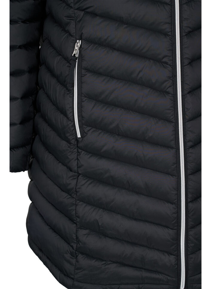 Lett jakke med lommer og avtakbar hette, Svart, Packshot image number 3