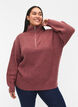 Strikket genser med h&oslash;y hals og glidel&aring;s, Rosa, Model image number 0