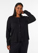 Cardigan i &oslash;kologisk bomull med hullbroderi, Svart, Model image number 0