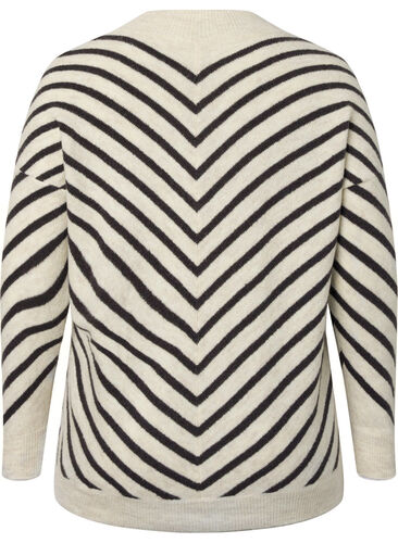 Strikket bluse med diagonale striper, Birch Mel. w stripes, Packshot image number 1