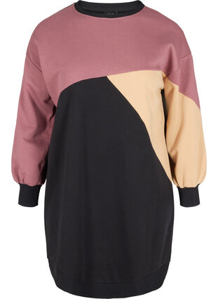 Lang genser med colorblock, Black Color Block, Packshot image number 0
