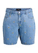 Dongerishorts med broderte blomster, Bl&aring;, Packshot image number 0