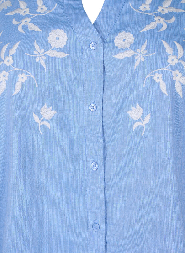 Bomullsskjortebluse med broderte blomster, Vista Bl. W. White, Packshot image number 2
