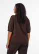Finstrikket bluse med korte ermer, Brun, Model image number 1