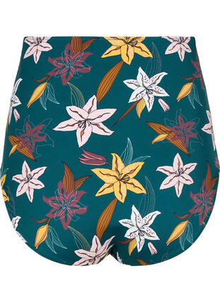 Zizzi Ekstra høy midje bikiniunderdel med blomstertrykk, Grønn, Packshot image number 1