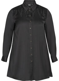 Tunika med knapper og feminine detaljer, Black