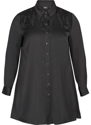 Tunika med knapper og feminine detaljer, Black, Packshot image number 0
