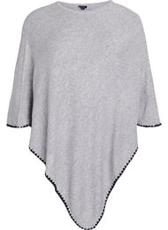 Finstrikket poncho, Light Grey Melange