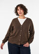 Cardigan med dekorative knapper og V-hals, Brun, Model image number 0
