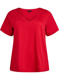 Kortermet basic t-skjorte med v-hals, Urban Red