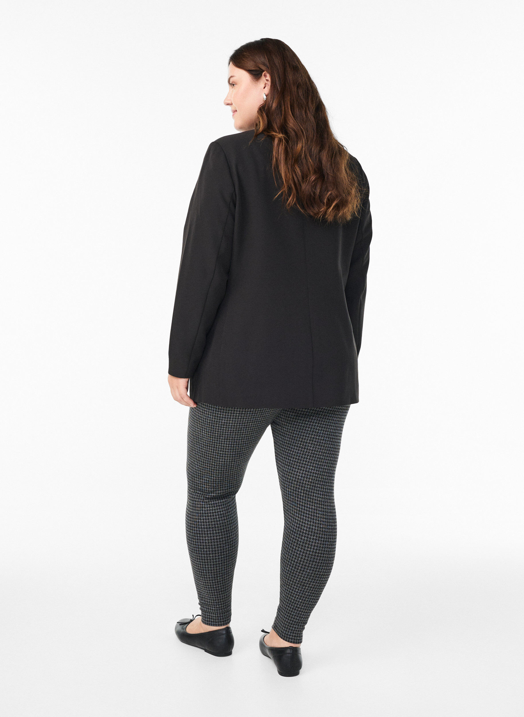 Zizzi M&oslash;nstrede leggings med regular waist, Gr&aring;, Model image number 2
