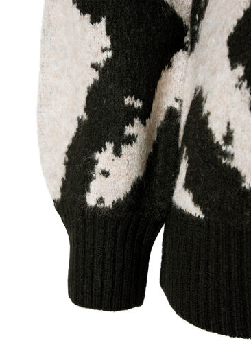 Strikket bluse med mønster, Black Comb, Packshot image number 3