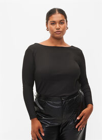 Bluse med kjede, Black, Model