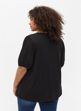 T-skjorte i bomull med 2/4-ermer, Black, Model image number 1
