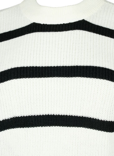 FLASH - Strikket genser med striper, White/Black Stripe, Packshot image number 2