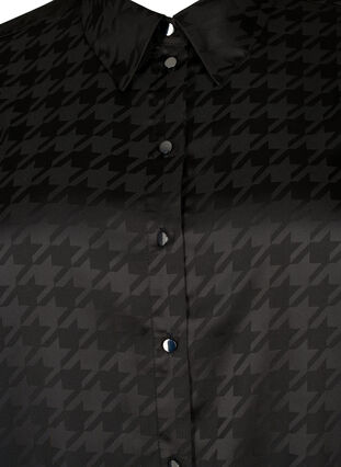Lang skjorte med hundetannsmønster, Black, Packshot image number 2