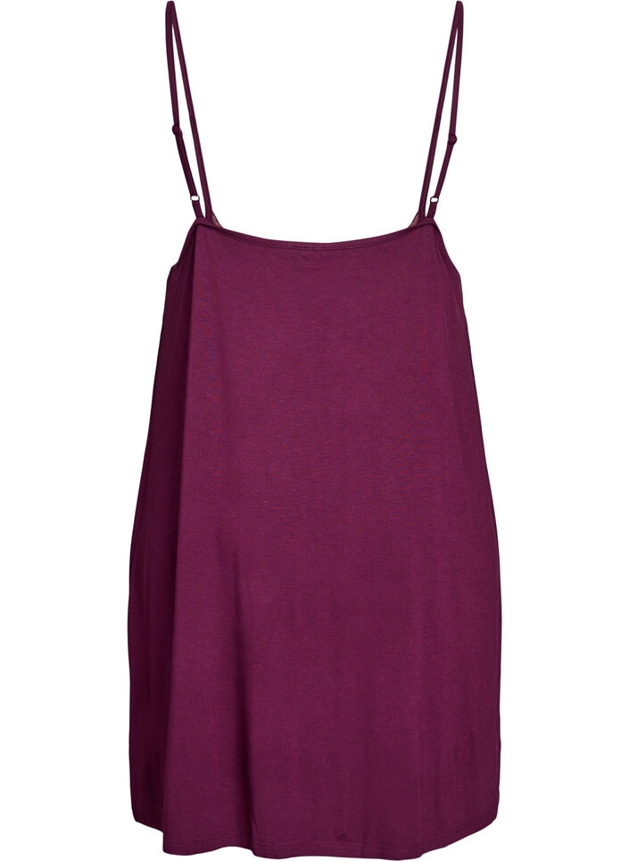 Nattkjole i viskose med blondekant, M&oslash;rk Bordeaux, Packshot image number 1