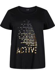 Trenings-t-skjorte med trykk, Black gold foil logo