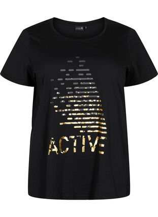 Trenings-t-skjorte med trykk, Black gold foil logo, Packshot image number 0