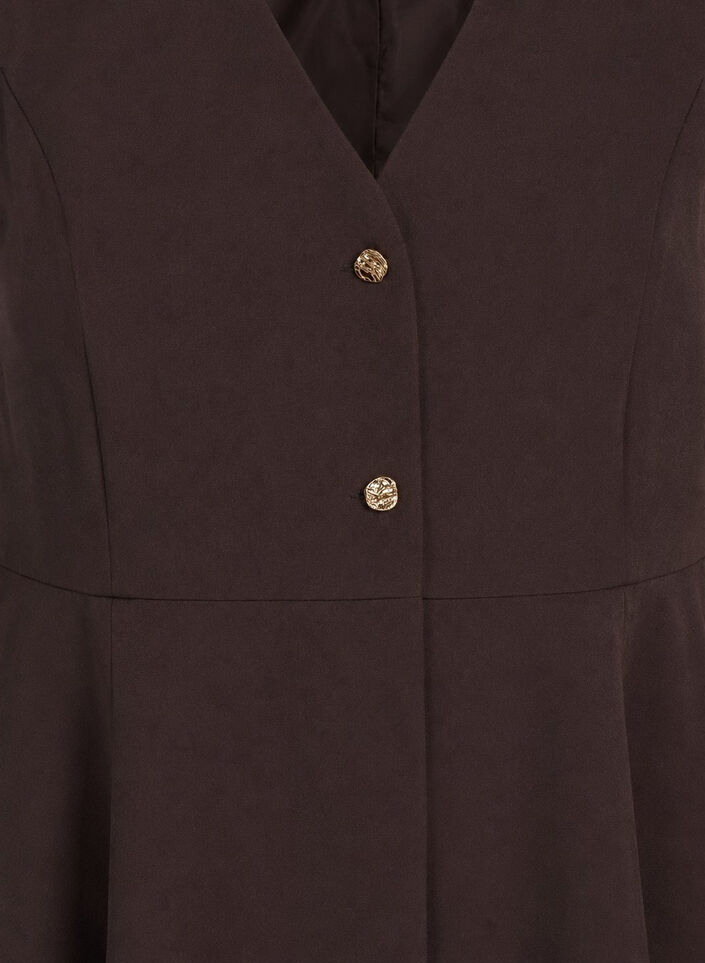 Stripet vest med peplum, Brun, Packshot image number 2