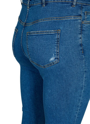 Tettsittende jeans med detaljer, Blue denim, Packshot image number 3