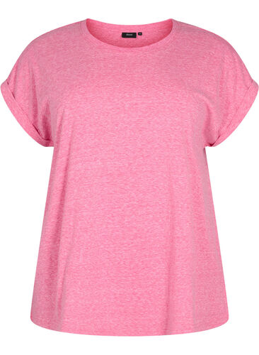 Melert T-skjorte med korte ermer, Beetroot Purple Mél, Packshot image number 0